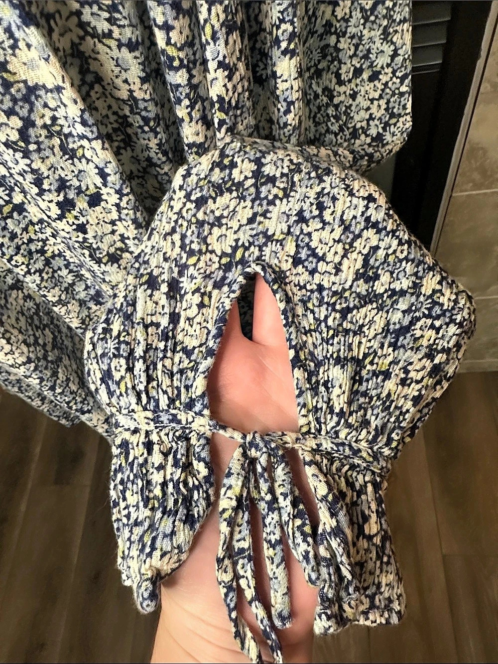 Chaps XXL Blue Floral Boho Peasant Blouse Ruffle Sleeve Cottagecore Top - Picture 9 of 14
